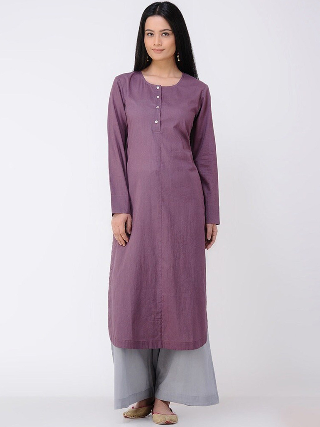 SMRITI GUPTA Round Neck Straight Cotton Pathani Kurta