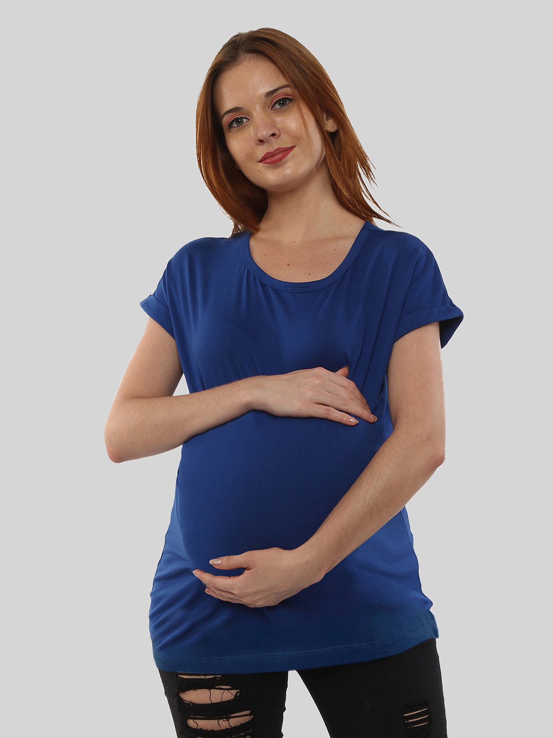 SillyBoom Round Neck Cotton Maternity T-shirt