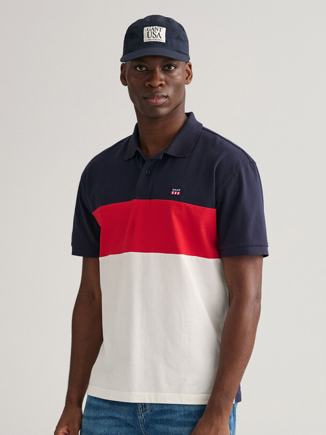 GANT Men Blue Polo Collar T-shirt