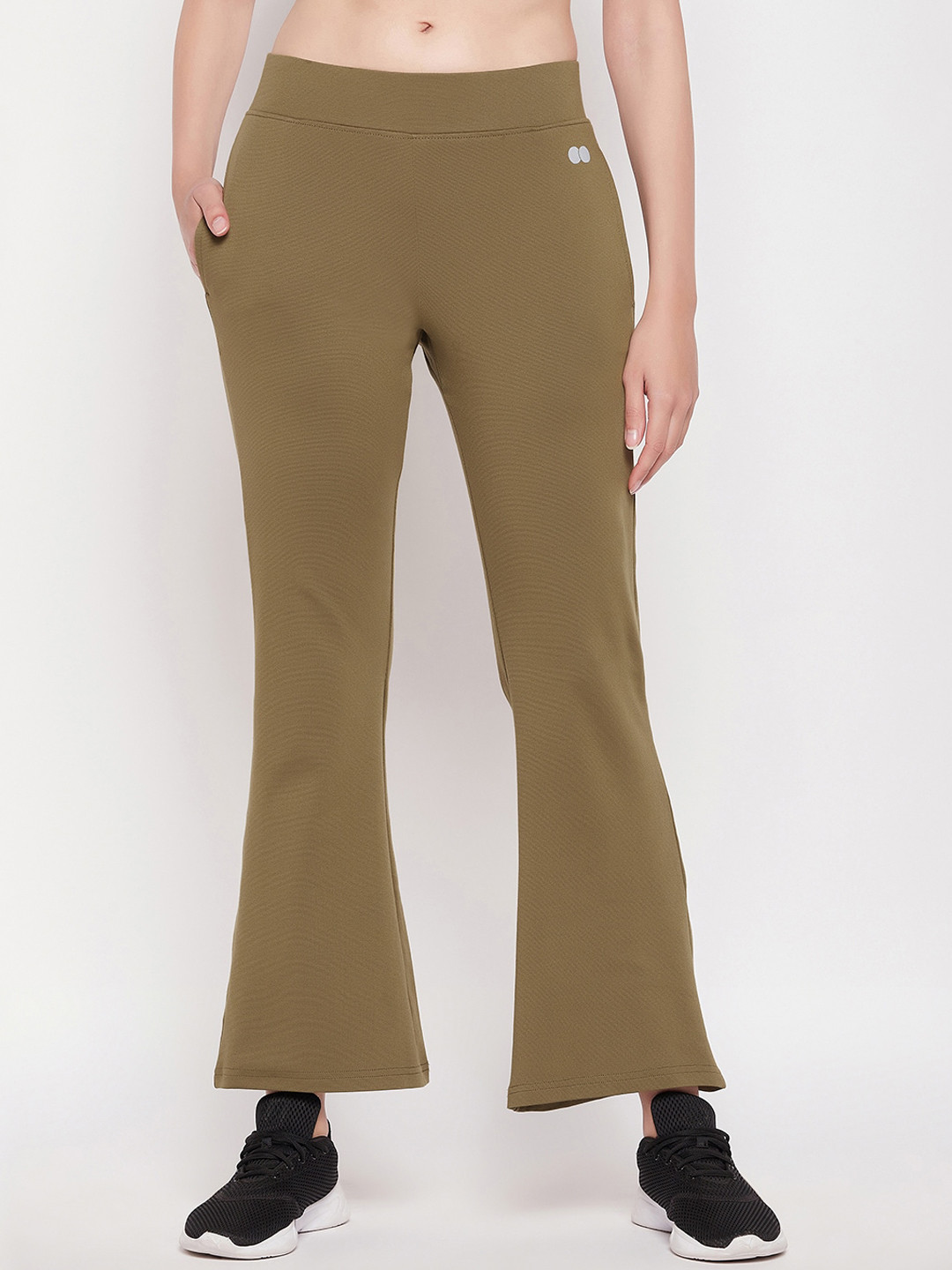 Clovia Women Comfort Fit High-Rise Anti Odour Flared Yoga Pants with Side Pockets