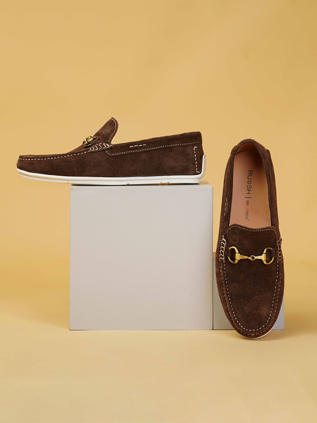 Ruosh Men MACAU Square Toe Leather Comfort Insole Horsebit Loafers