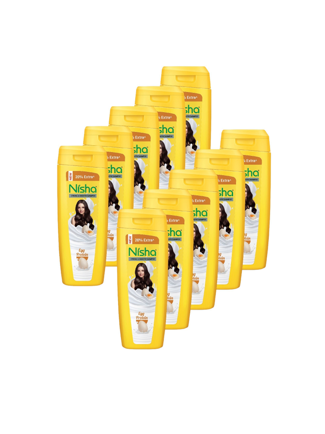Nisha Set Of 10 Egg Protein Shampoo For Strong & Smooth Hair 180 ml Each