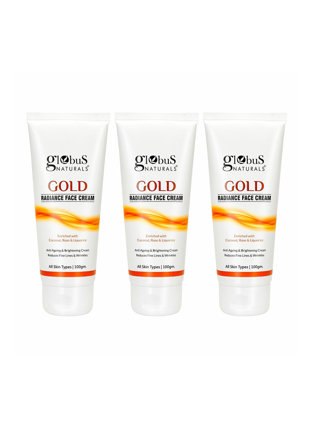 Globus naturals Set Of 3 Gold Radiance Face Cream with Coconut Rose & Liquorice - 300 gm