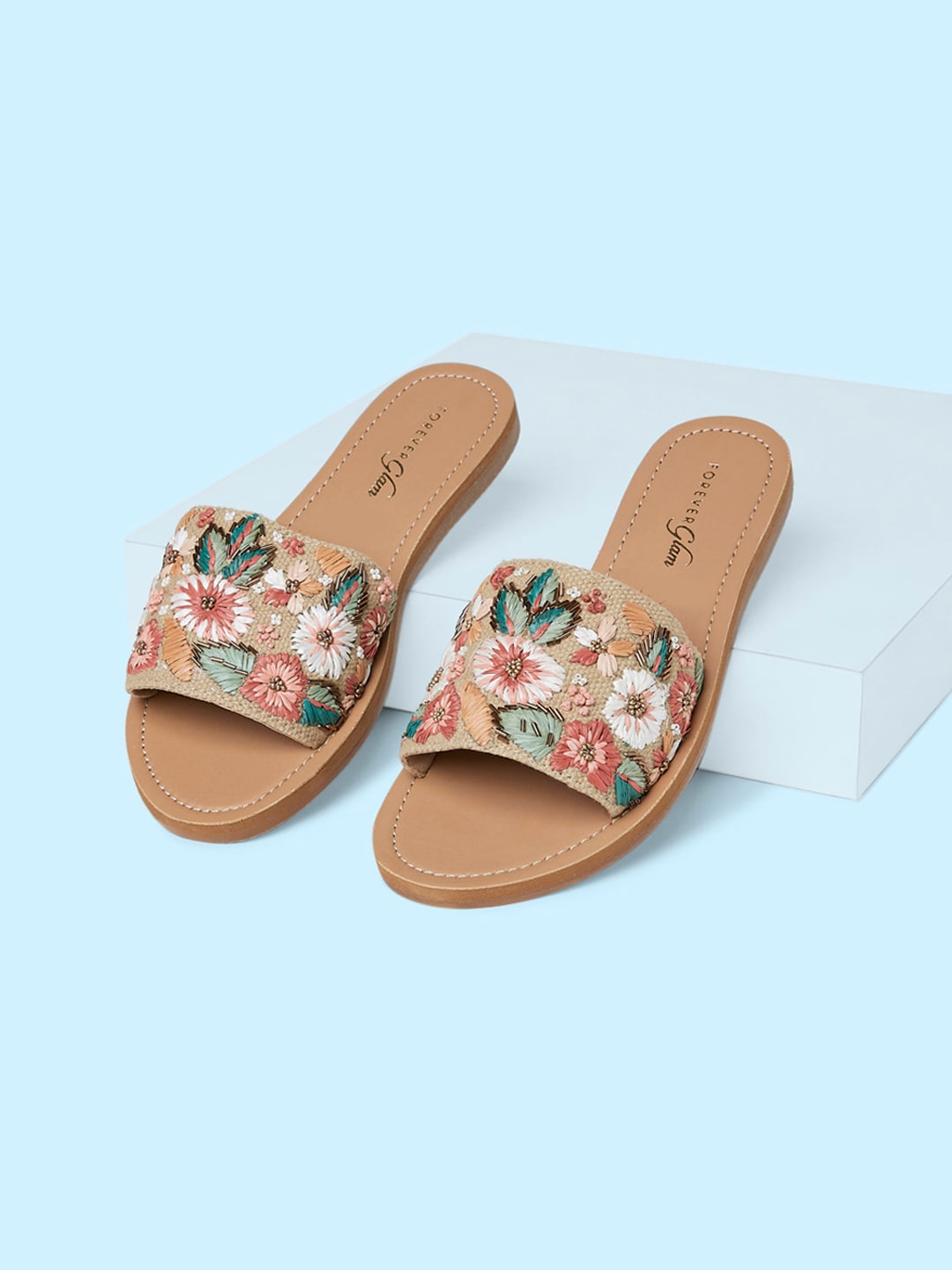 Buy Forever Glam By Pantaloons Embroidered Open Toe Flats Flats