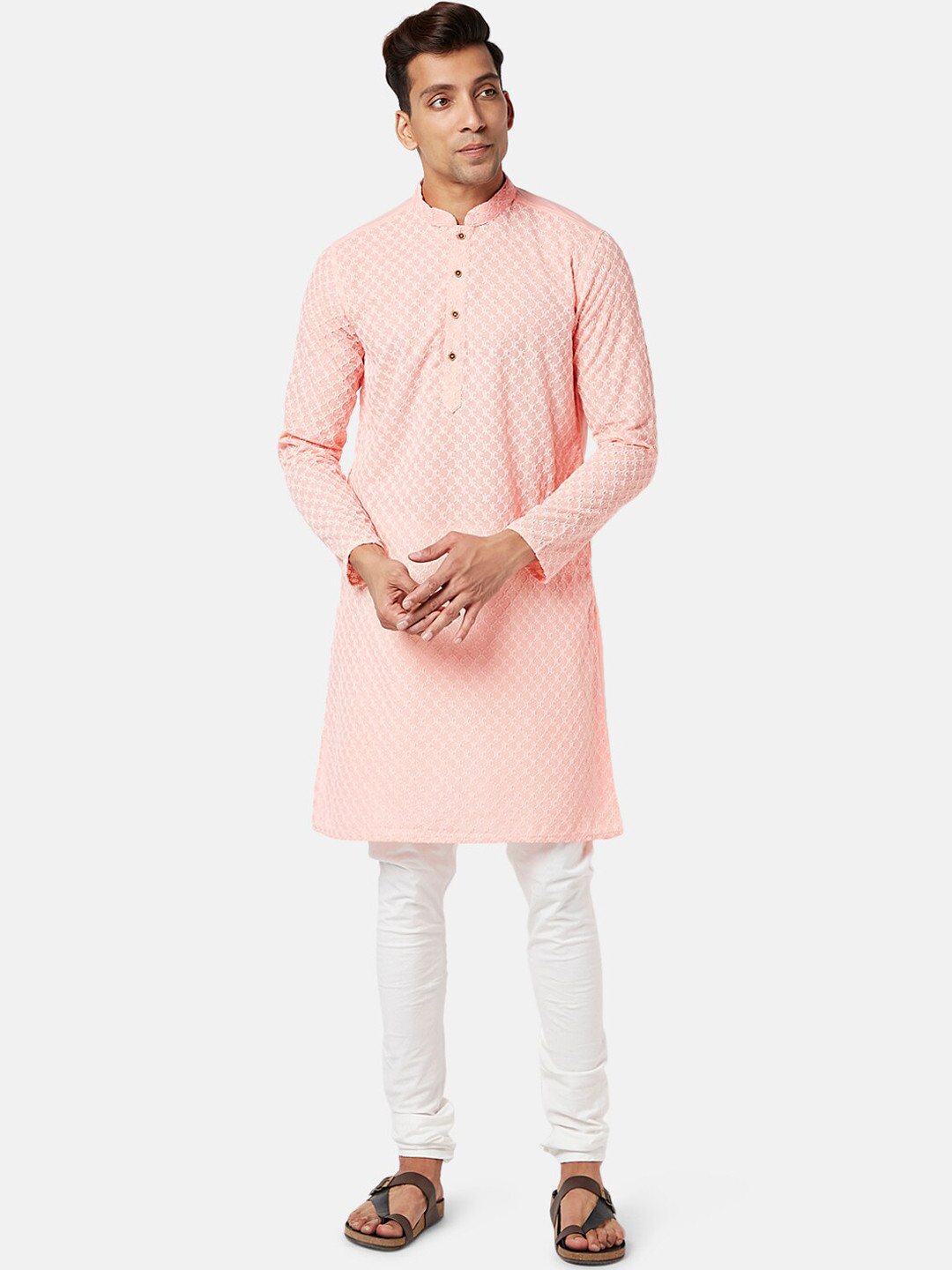 indus route by Pantaloons Ethnic Motifs Embroidered Thread Work Pure Cotton Kurta