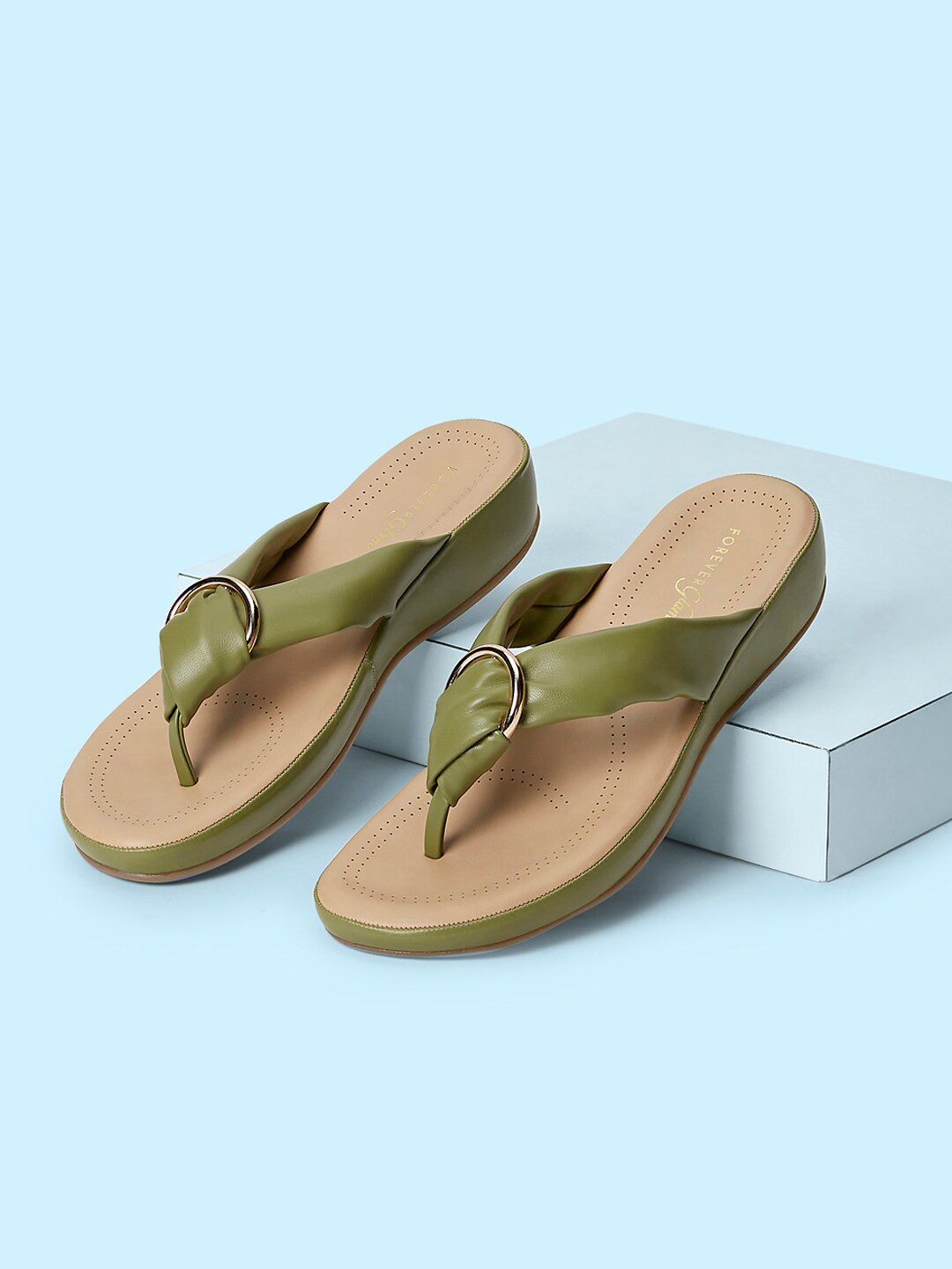 Forever Glam by Pantaloons Perforated Knotted T-Strap Flats