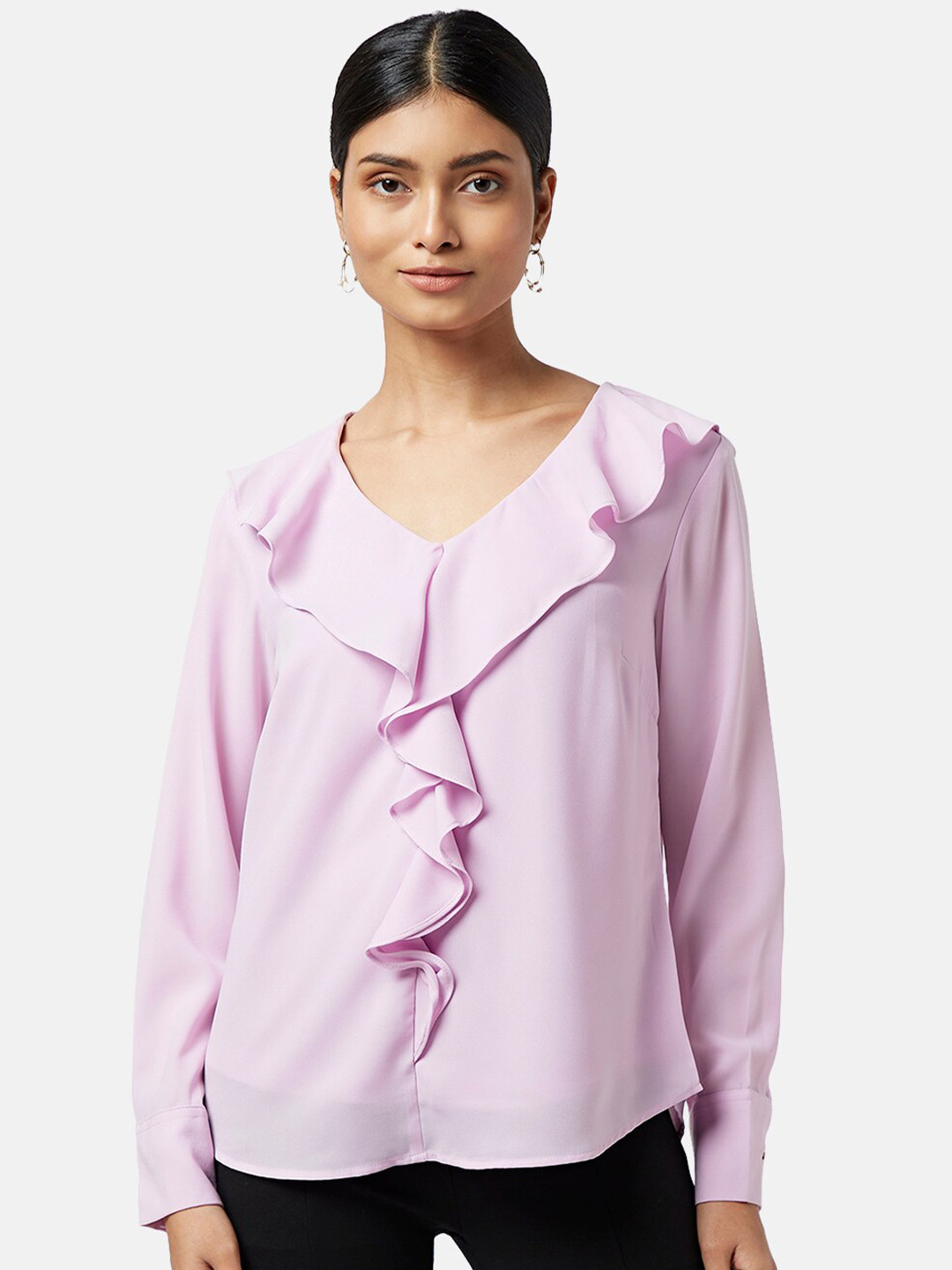 Annabelle by Pantaloons Cuffed Sleeves Ruffle Top