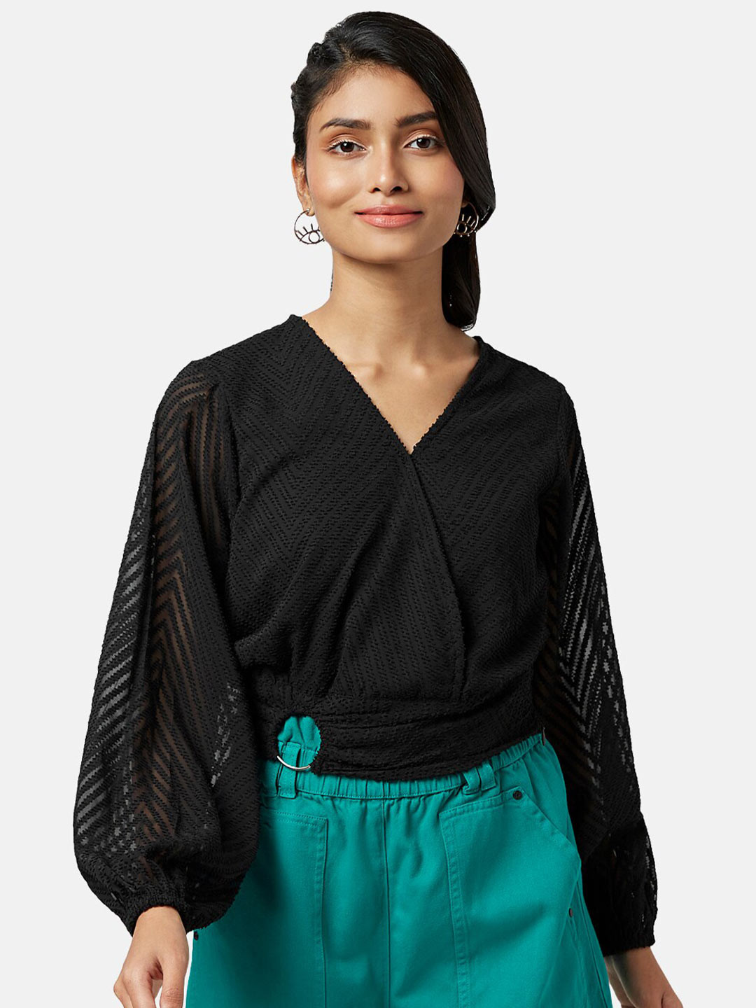 People Self Design Wrap Crop Top