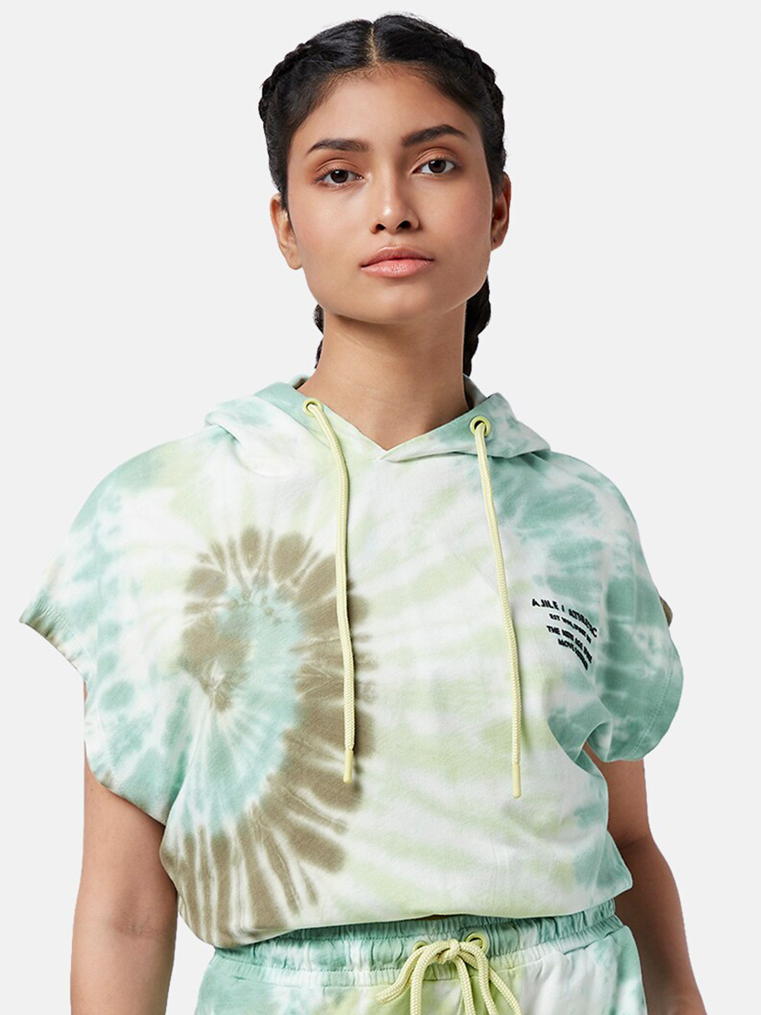 Ajile by Pantaloons Tie And Dye Hooded Neck Cotton T-shirt