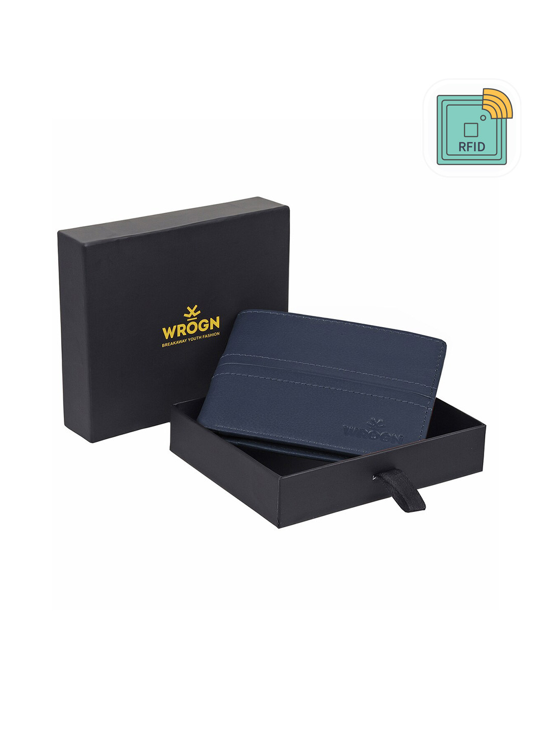 WROGN Men Leather RFID Two Fold Wallet