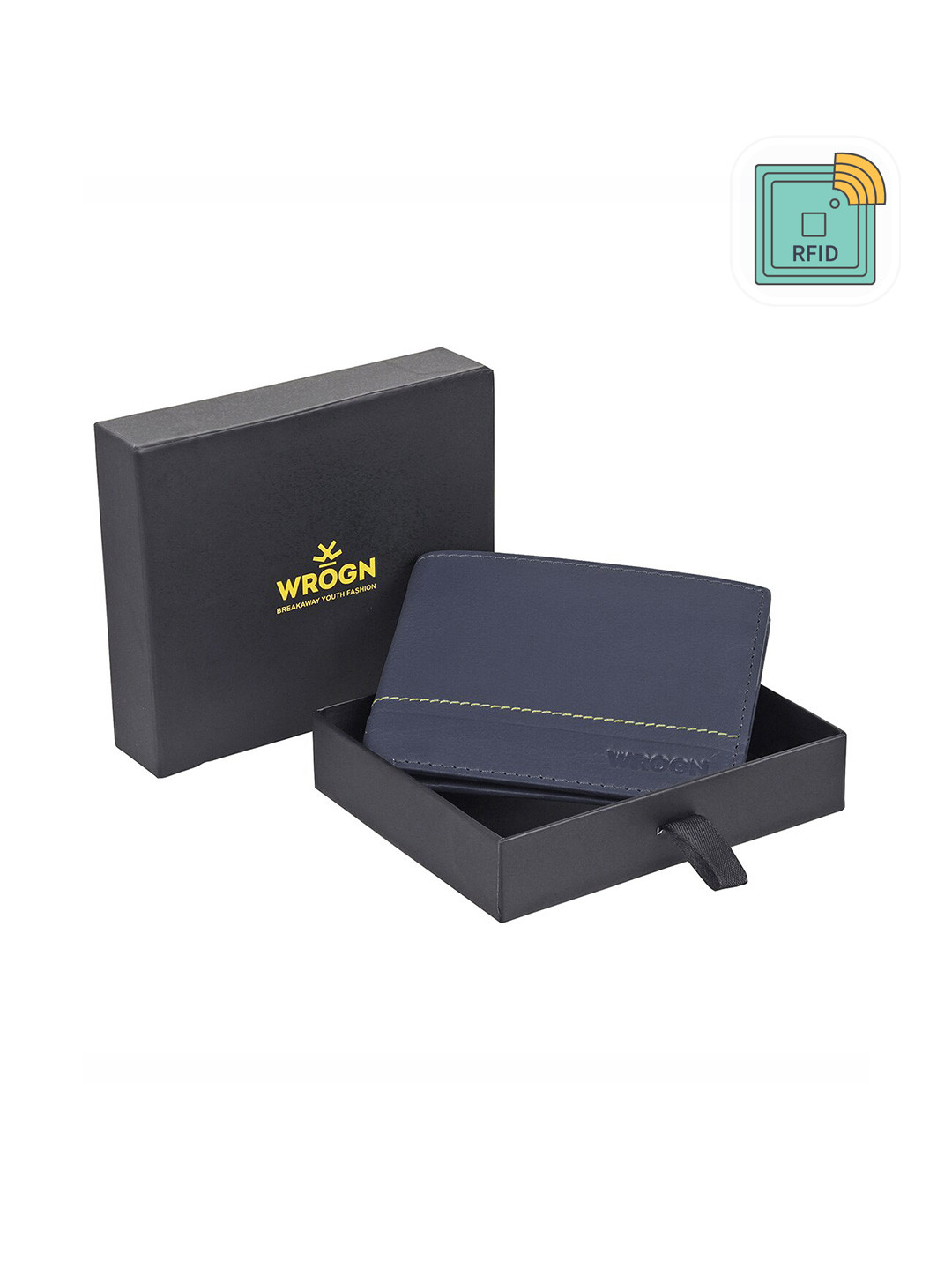 WROGN Men Leather RFID Two Fold Wallet