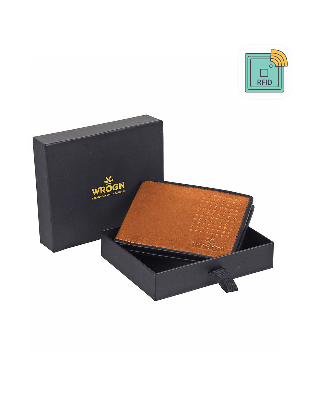 WROGN Men Leather RFID Two Fold Wallet