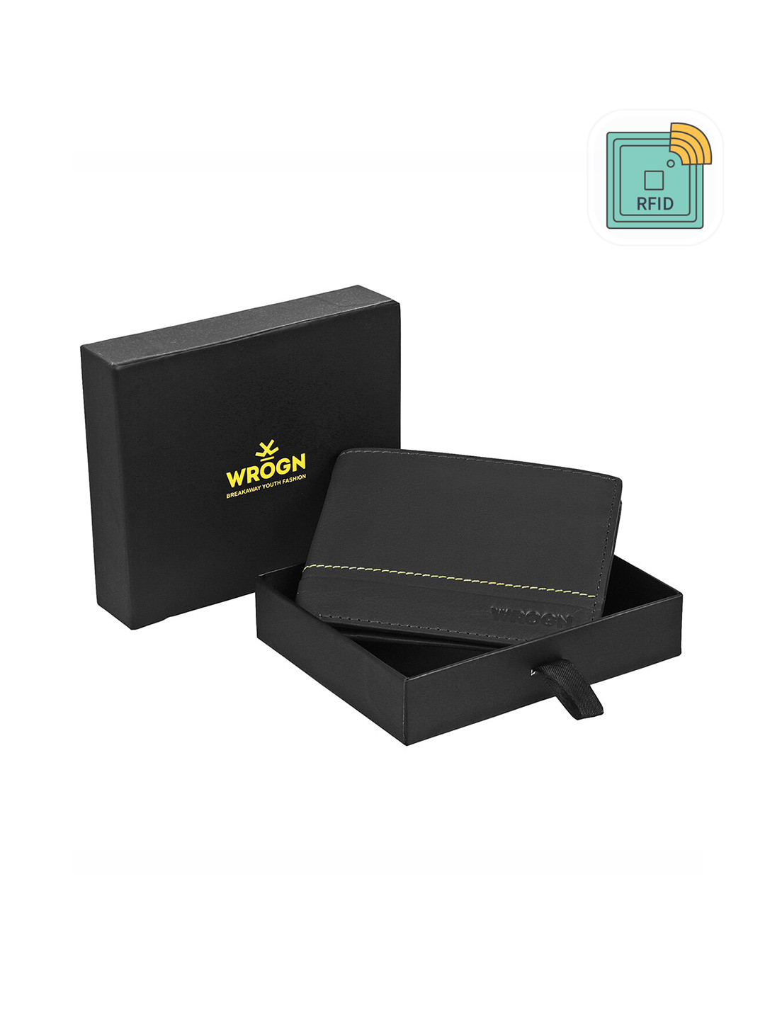 WROGN Men Leather RFID Two Fold Wallet