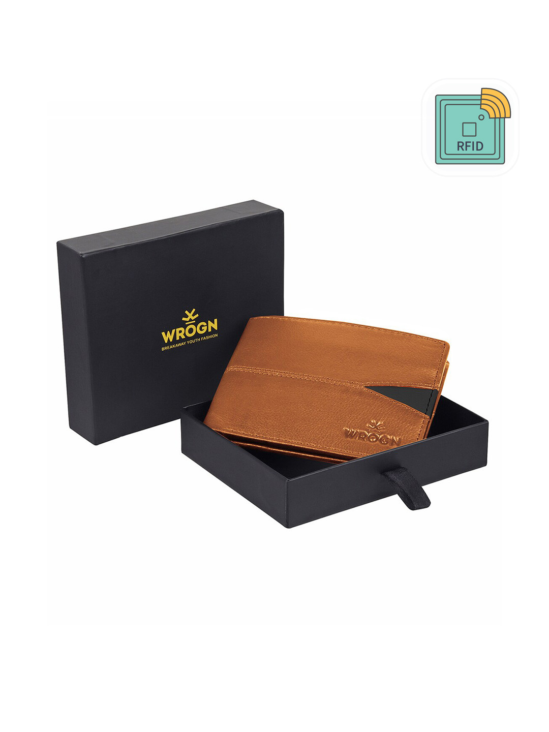 WROGN Men Leather RFID Two Fold Wallet