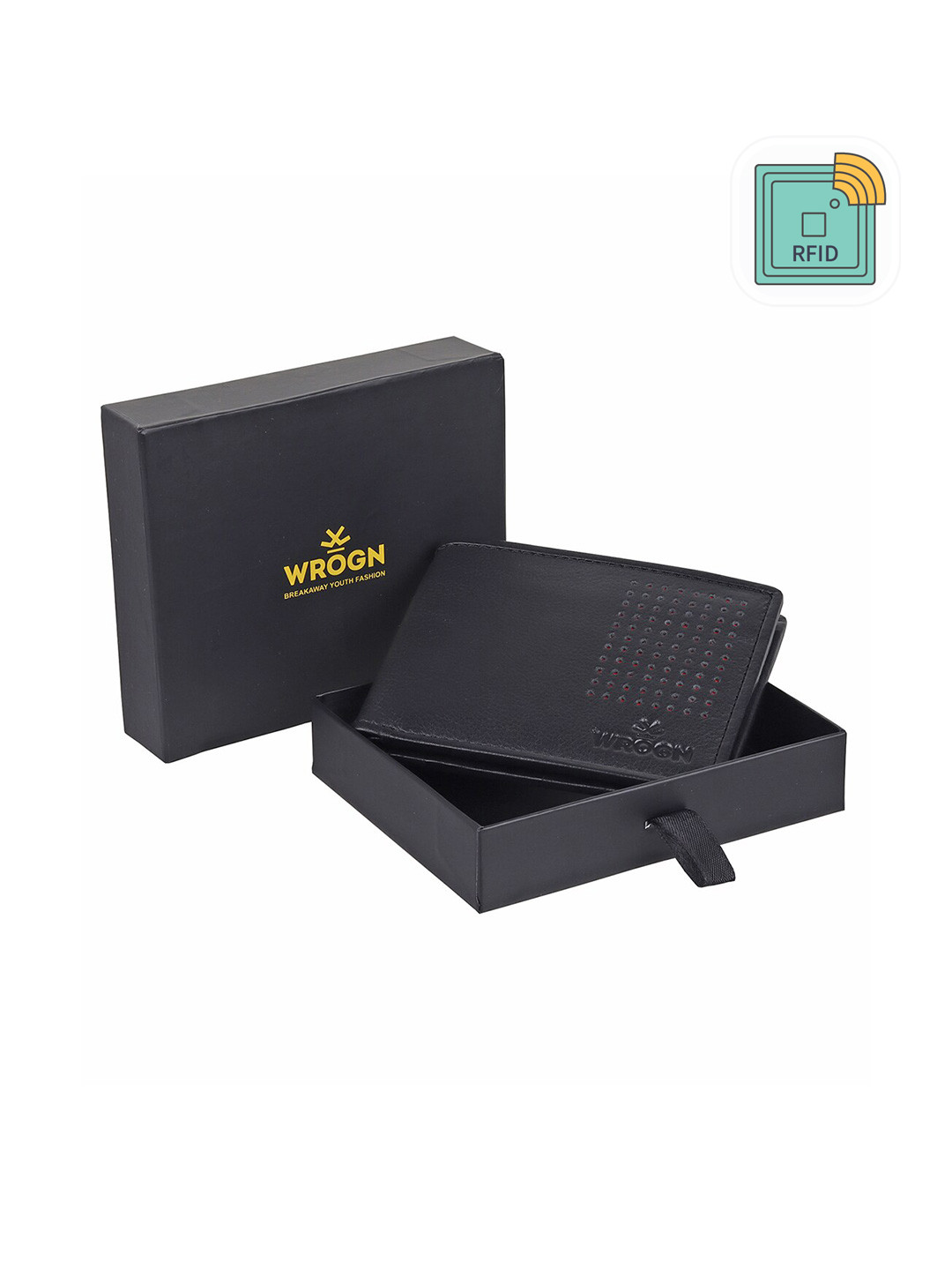 WROGN Men Leather RFID Two Fold Wallet