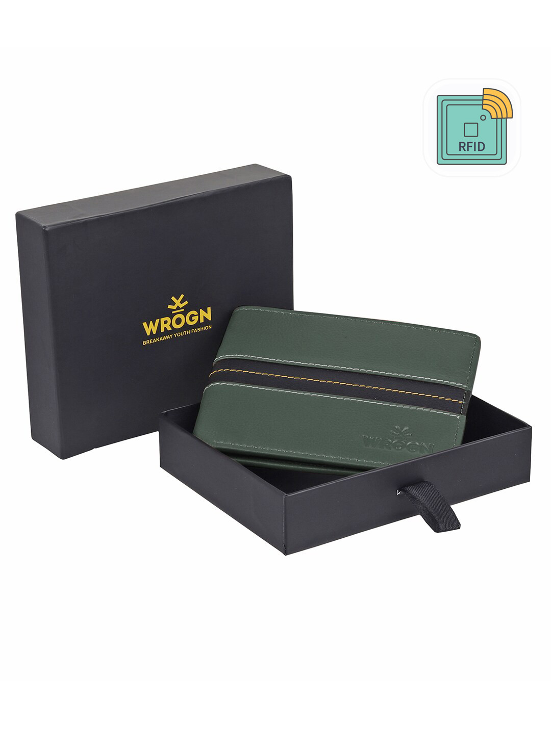 WROGN Men Leather RFID Two Fold Wallet