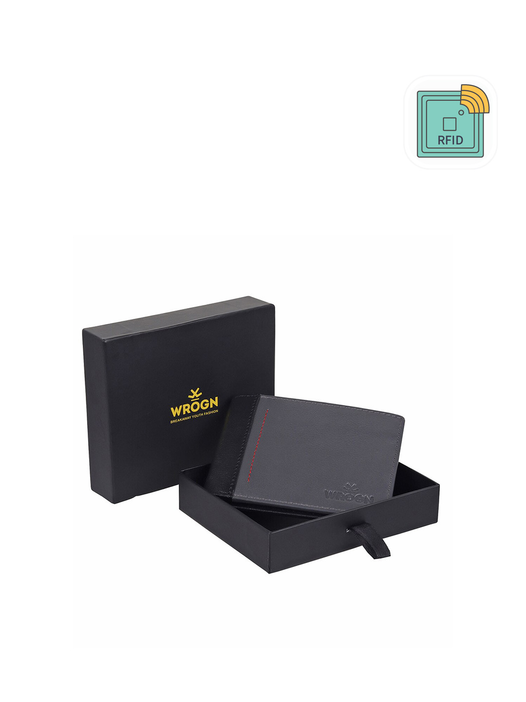 WROGN Men Leather RFID Two Fold Wallet