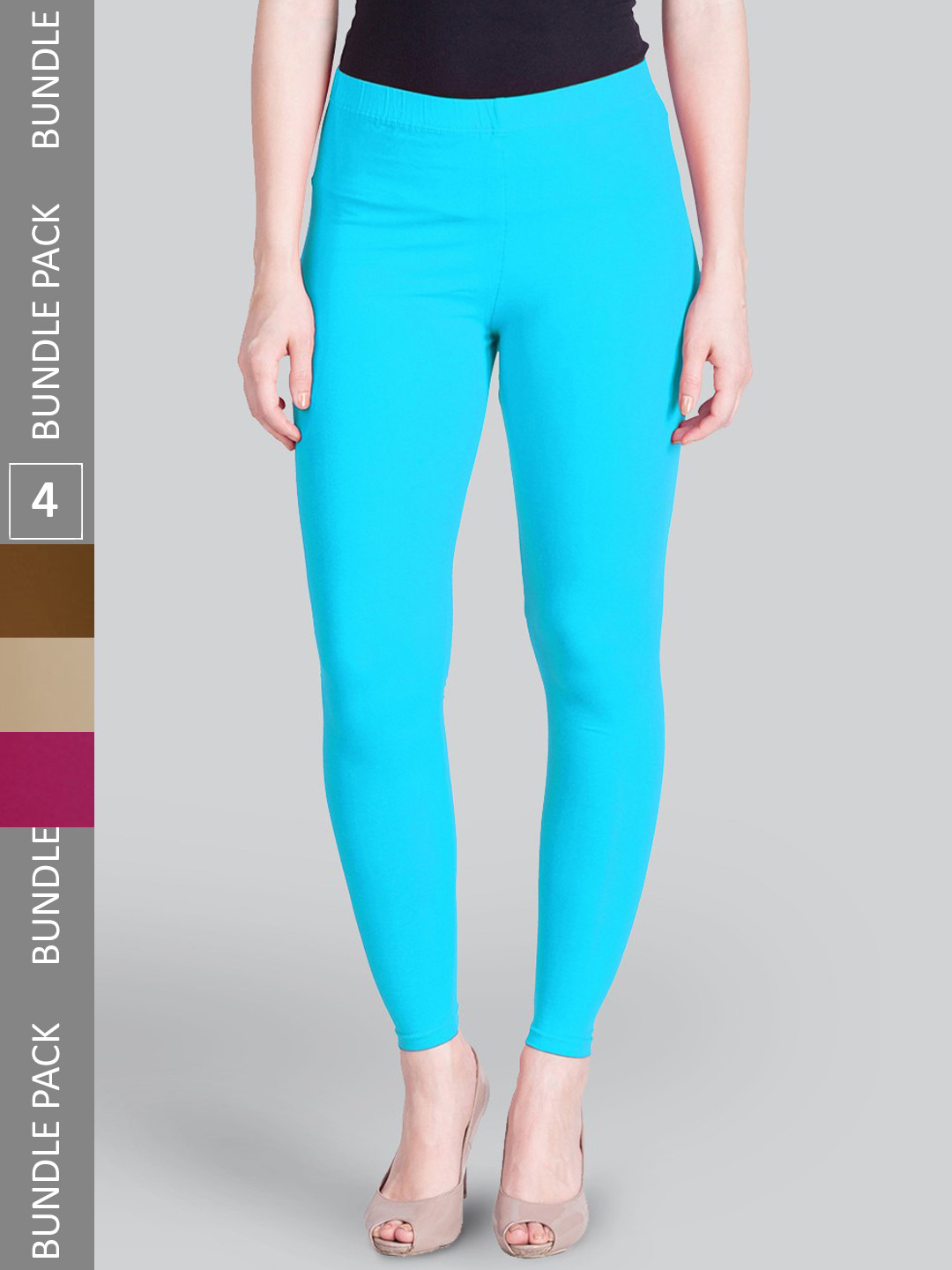 LYRA Women Pack Of 4 Sculpting Seams Mid Rise Ankle-Length Leggings