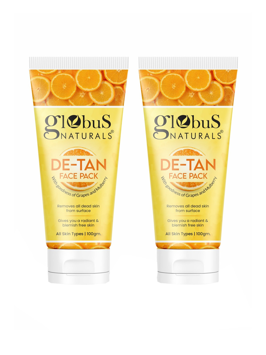 Globus naturals Set of 2 De Tan Face Pack with Grapes & Mulberry - 100 g Each