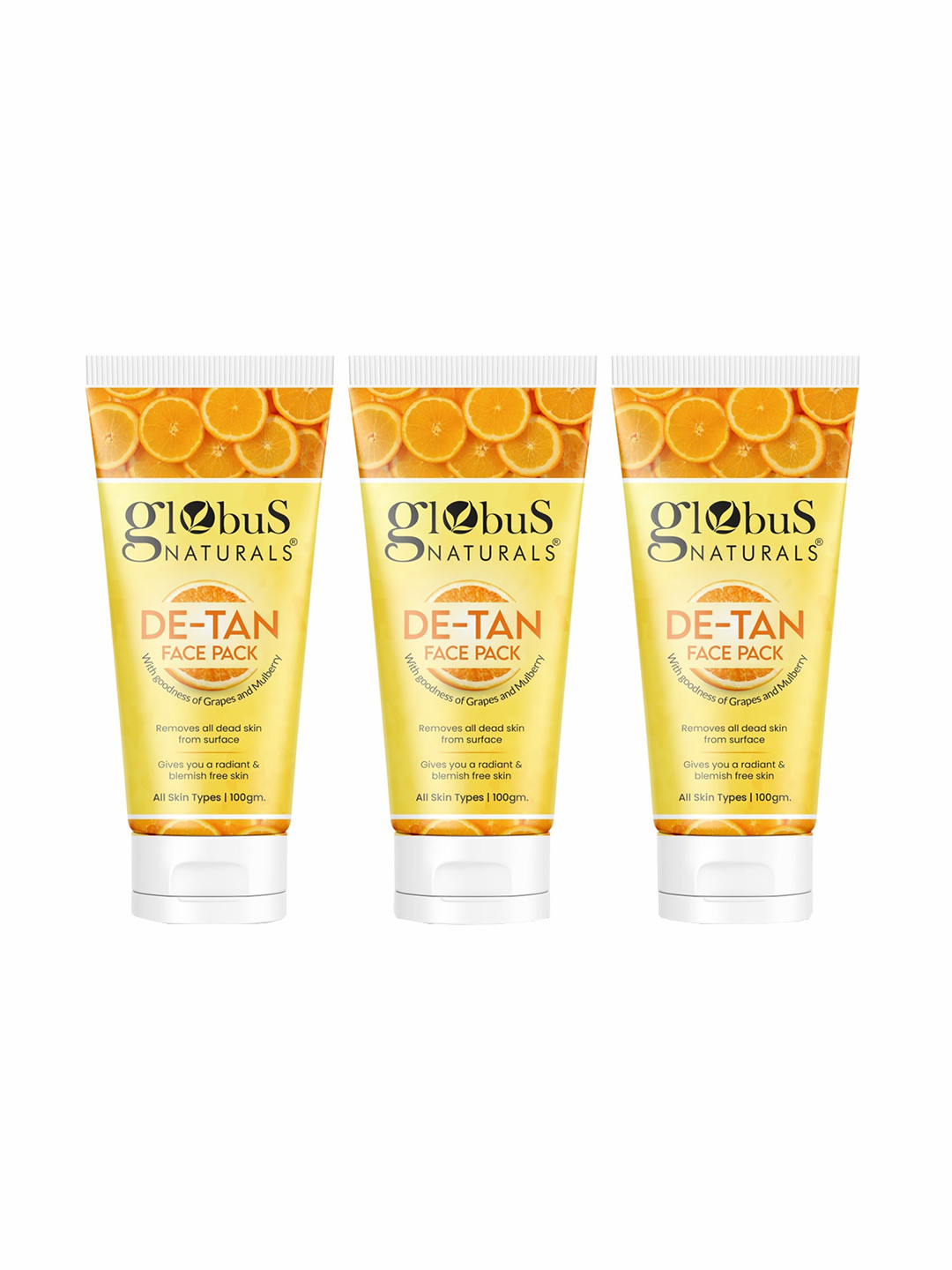 Globus naturals Set Of 3 De-Tan Face Pack With Grapes & Mulberry - 100 gm Each