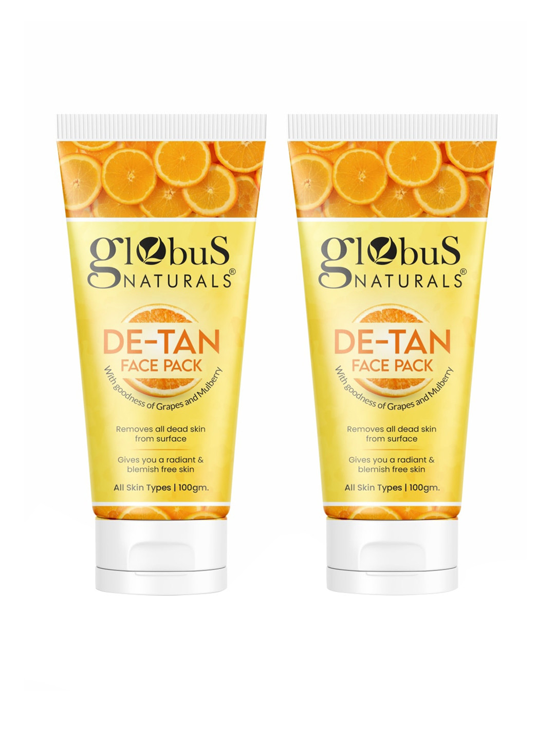 Globus naturals Set of 2 De Tan Face Pack with Grapes & Mulberry - 100 g Each