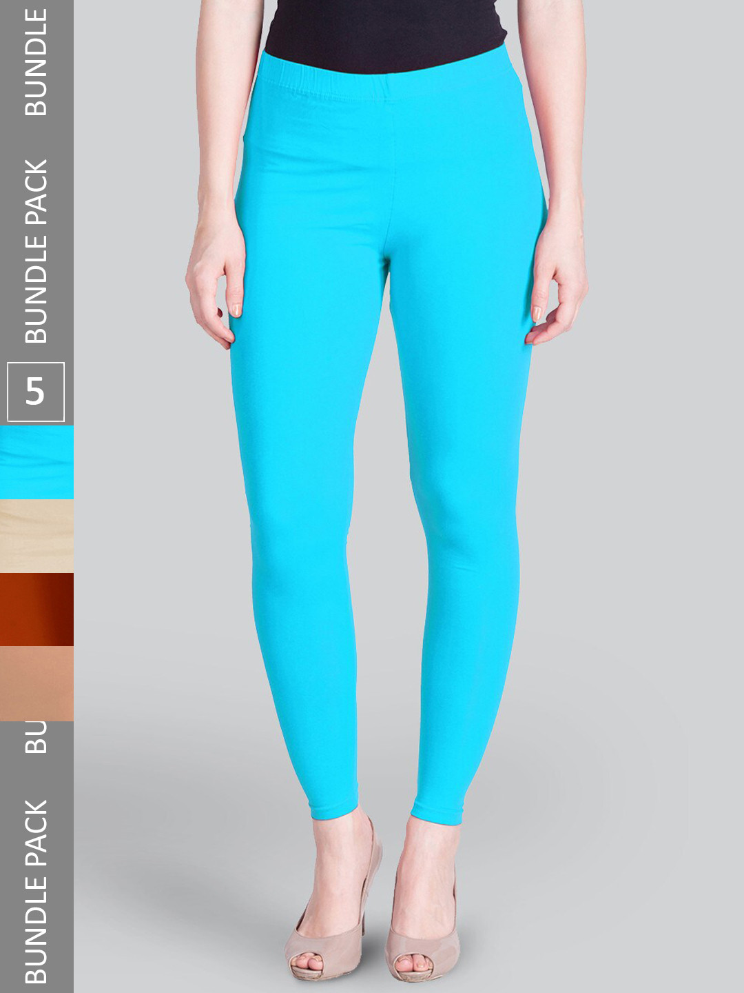 LYRA Women Pack Of 5 Ankle-Length Mid Rise Sclupting Seams Leggings