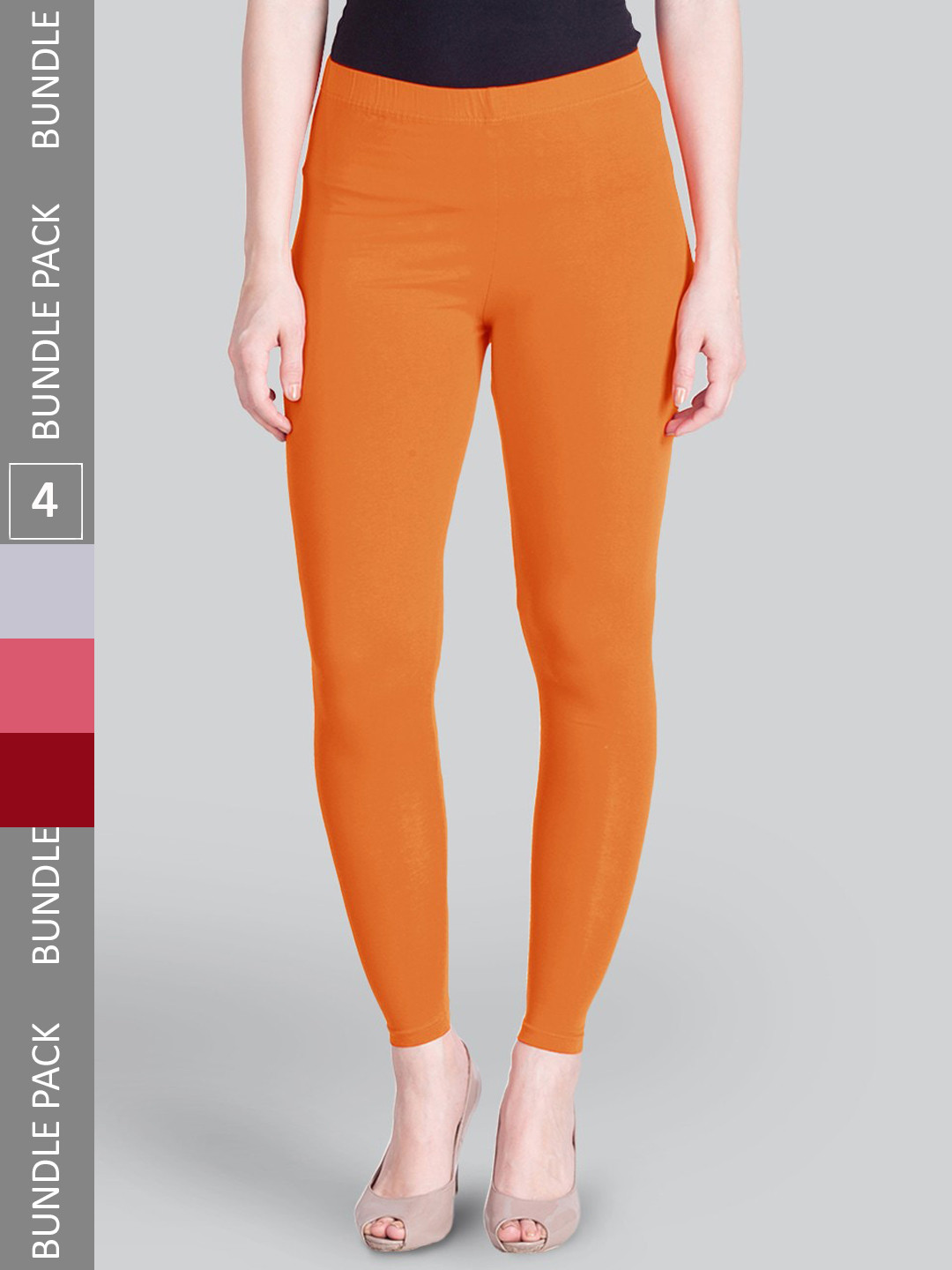 LYRA Women Pack Of 4 Sculpting Seams Mid Rise Ankle-Length Leggings