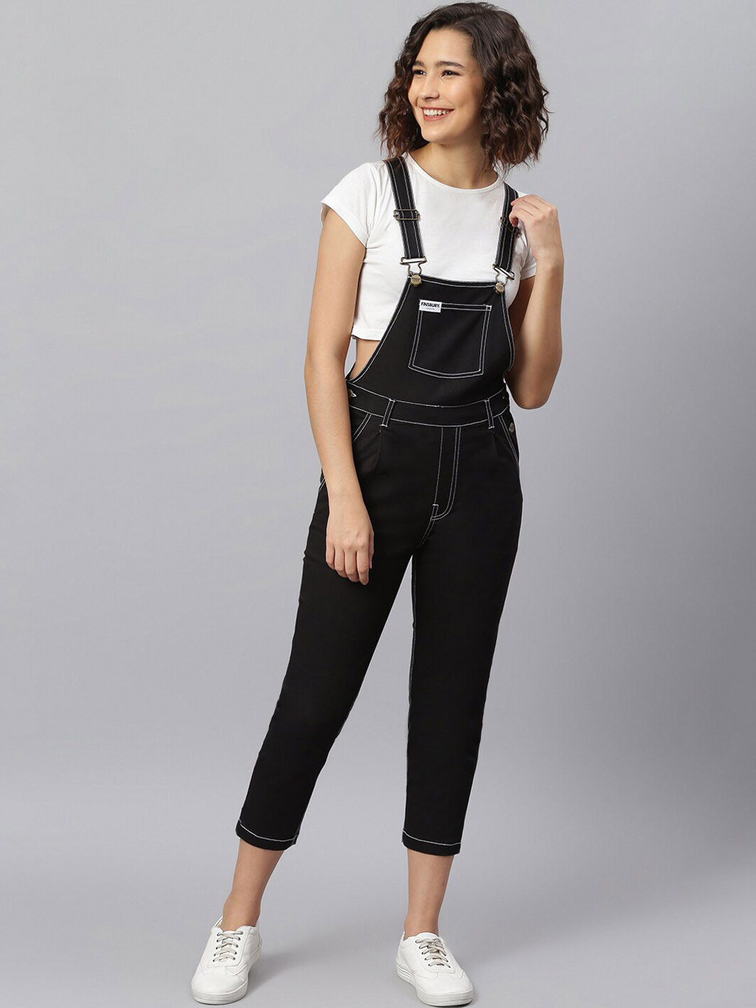 FINSBURY LONDON Straight Leg Cotton Twill Dungaree