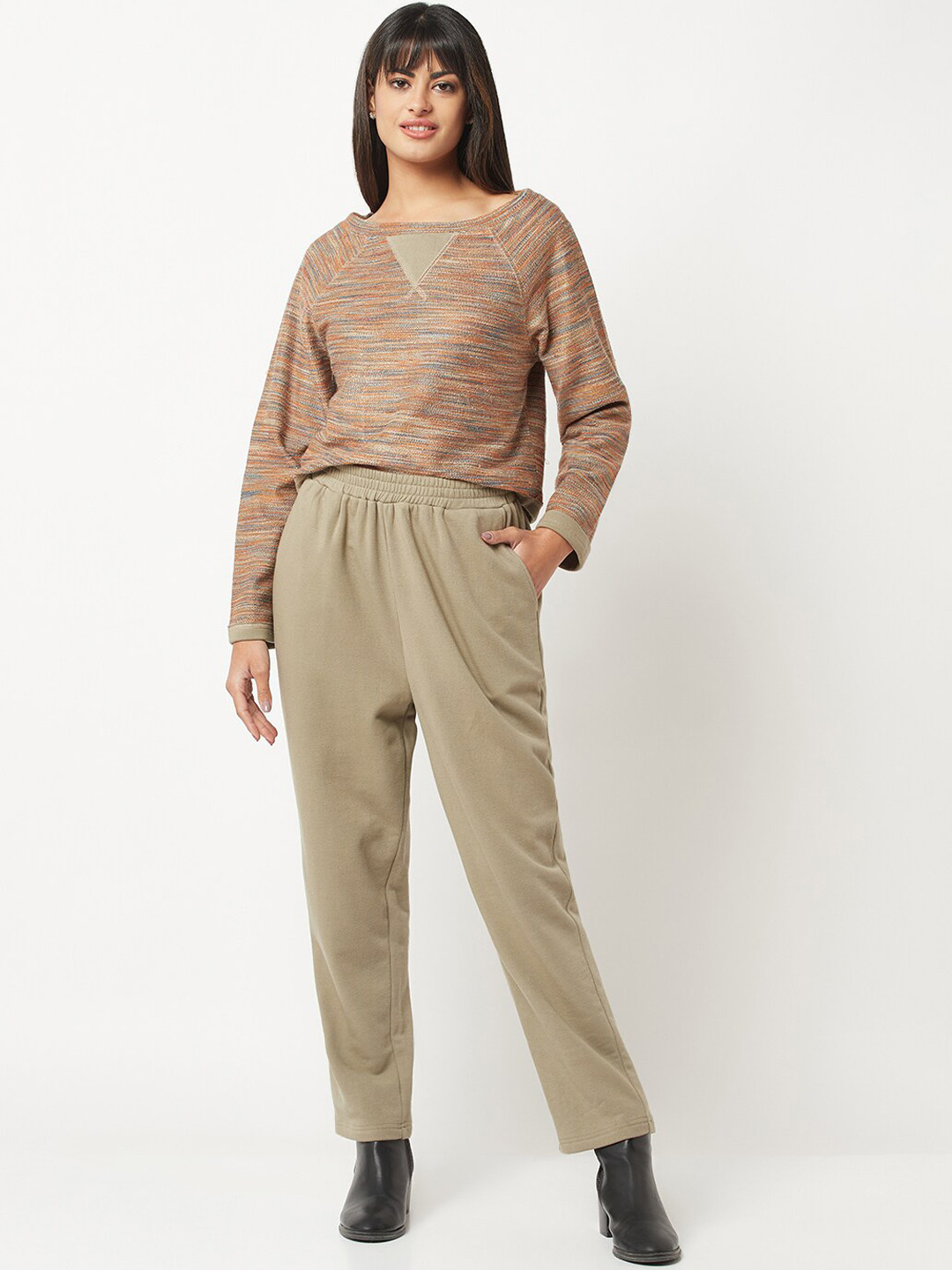HOUSE OF S Printed Boat Neck Long Sleeves Top with Trouser Co-Ord Set
