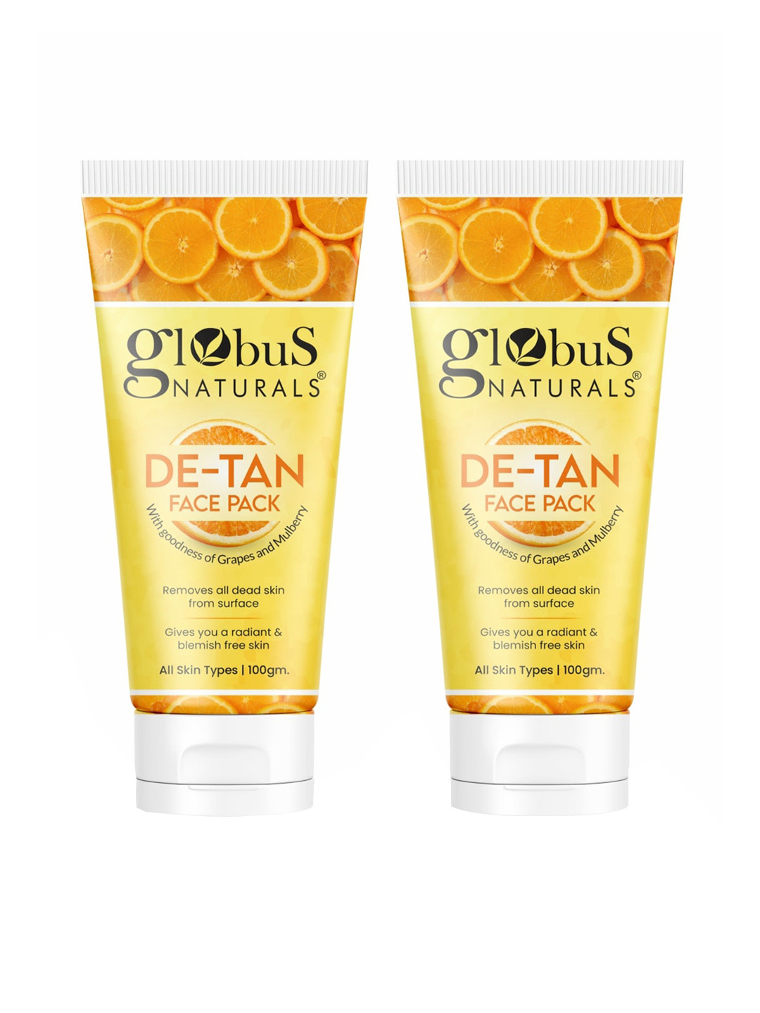 Globus naturals Set of 2 De Tan Face Pack with Grapes & Mulberry - 100 g Each