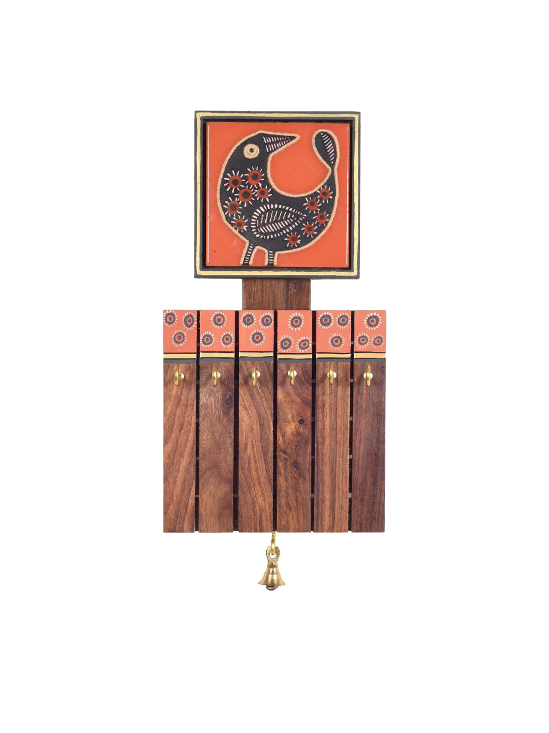 AAKRITI ART CREATIONS Red & Brown Picchwai Printed Tiles Key Holder