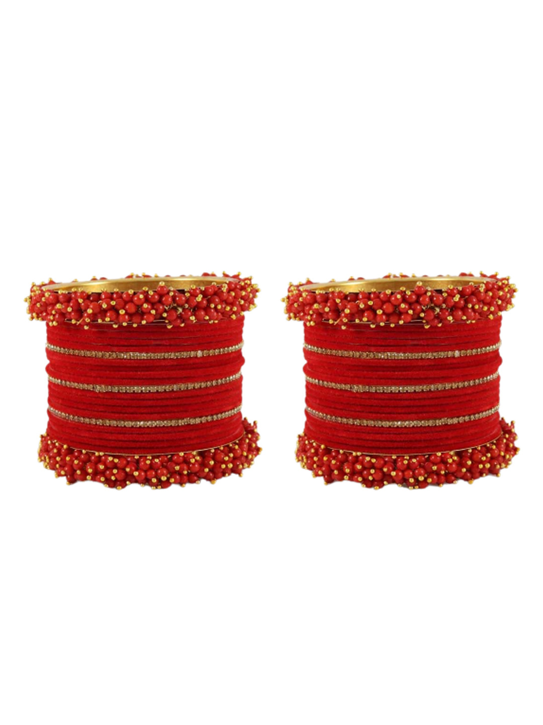 NMII Set Of 42 Gold Plated Crystal Studded Velvet Bangles