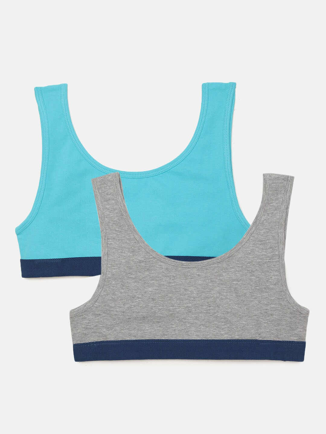 mackly Pack Of 2 Colourblocked Cotton Medium Support Full Coverage Seamless Slip-On Bra