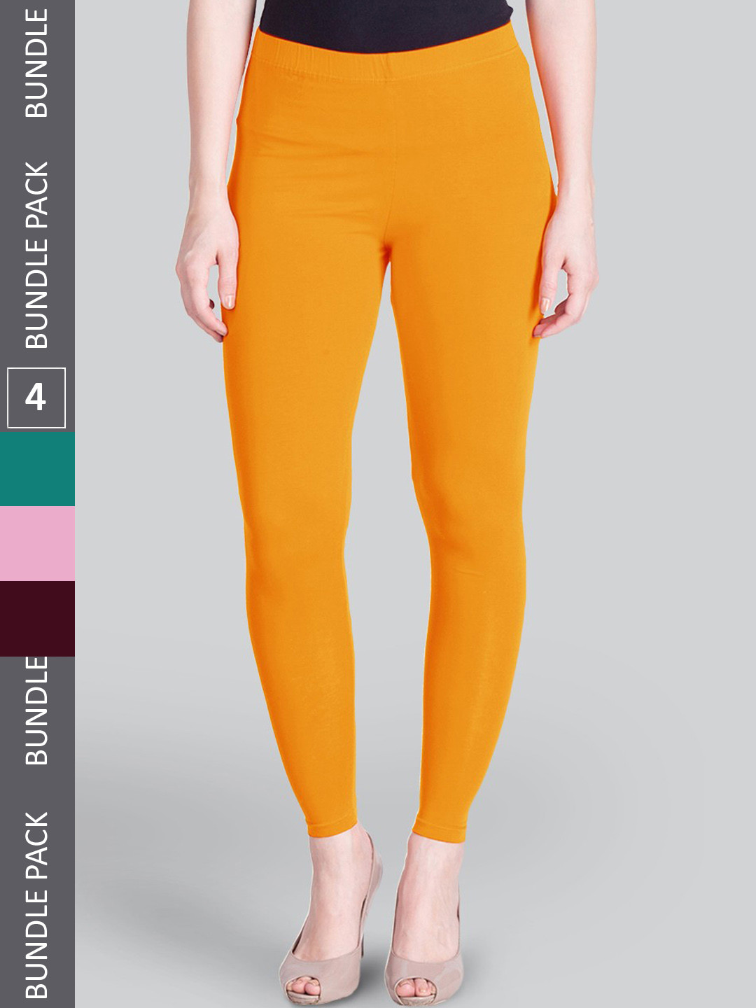 LYRA Pack Of 4 Sculpting Seams Mid Rise Cotton Ankle-Length Leggings