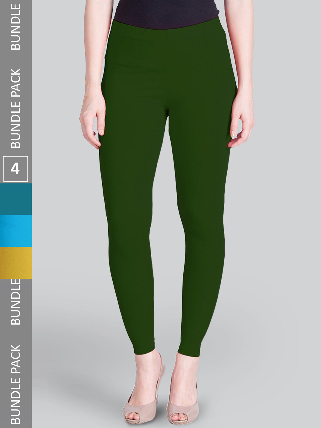 LYRA Premium Pack Of 4 Sculpting Seams Mid Rise Cotton Ankle-Length Leggings