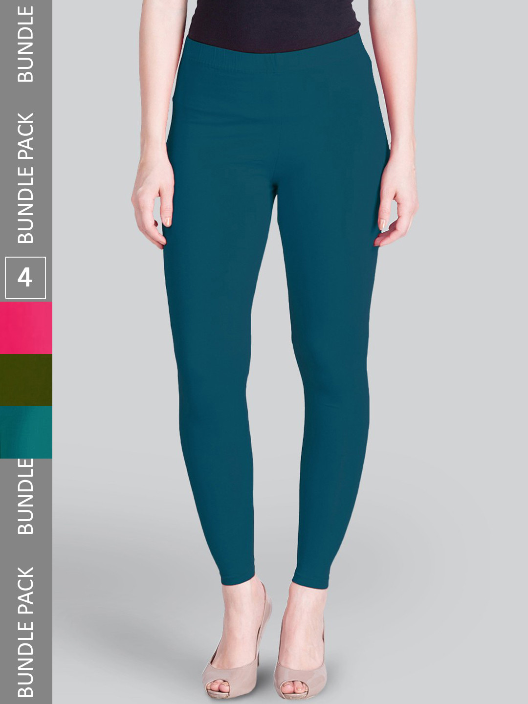 LYRA Premium Pack Of 4 Sculpting Seams Mid Rise Cotton Ankle-Length Leggings