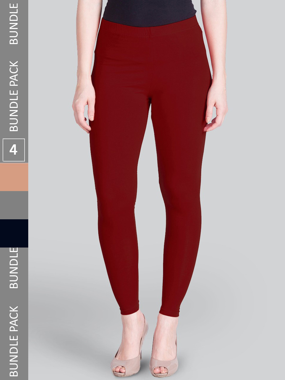 LYRA Premium Pack Of 4 Sculpting Seams Mid Rise Cotton Ankle-Length Leggings