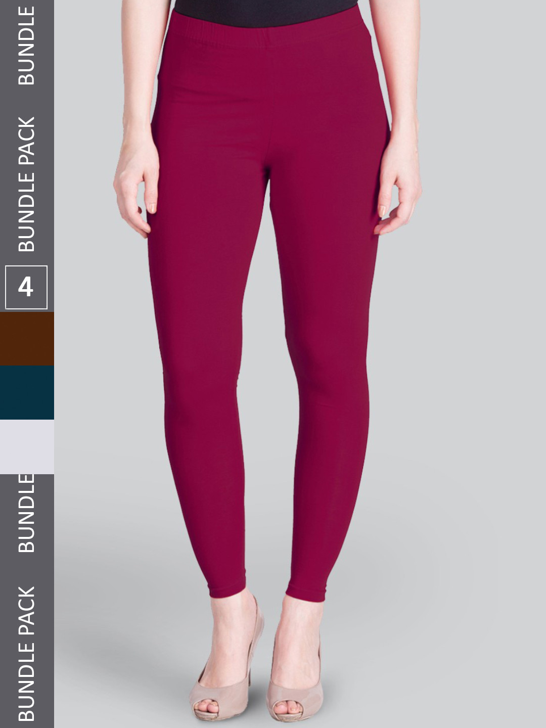 LYRA Premium Pack Of 4 Sculpting Seams Mid Rise Cotton Ankle-Length Leggings