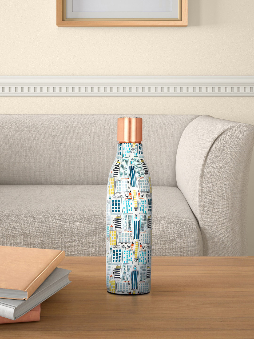 Living scapes by Pantaloons Conversational Copper Single Wall Vacuum Water Bottle - 750ml