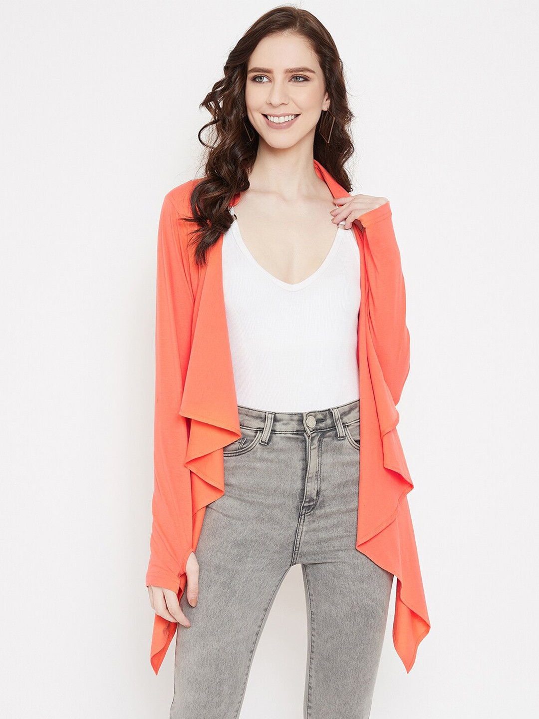 Hypernation Longline Asymmetric Cotton Waterfall Shrug