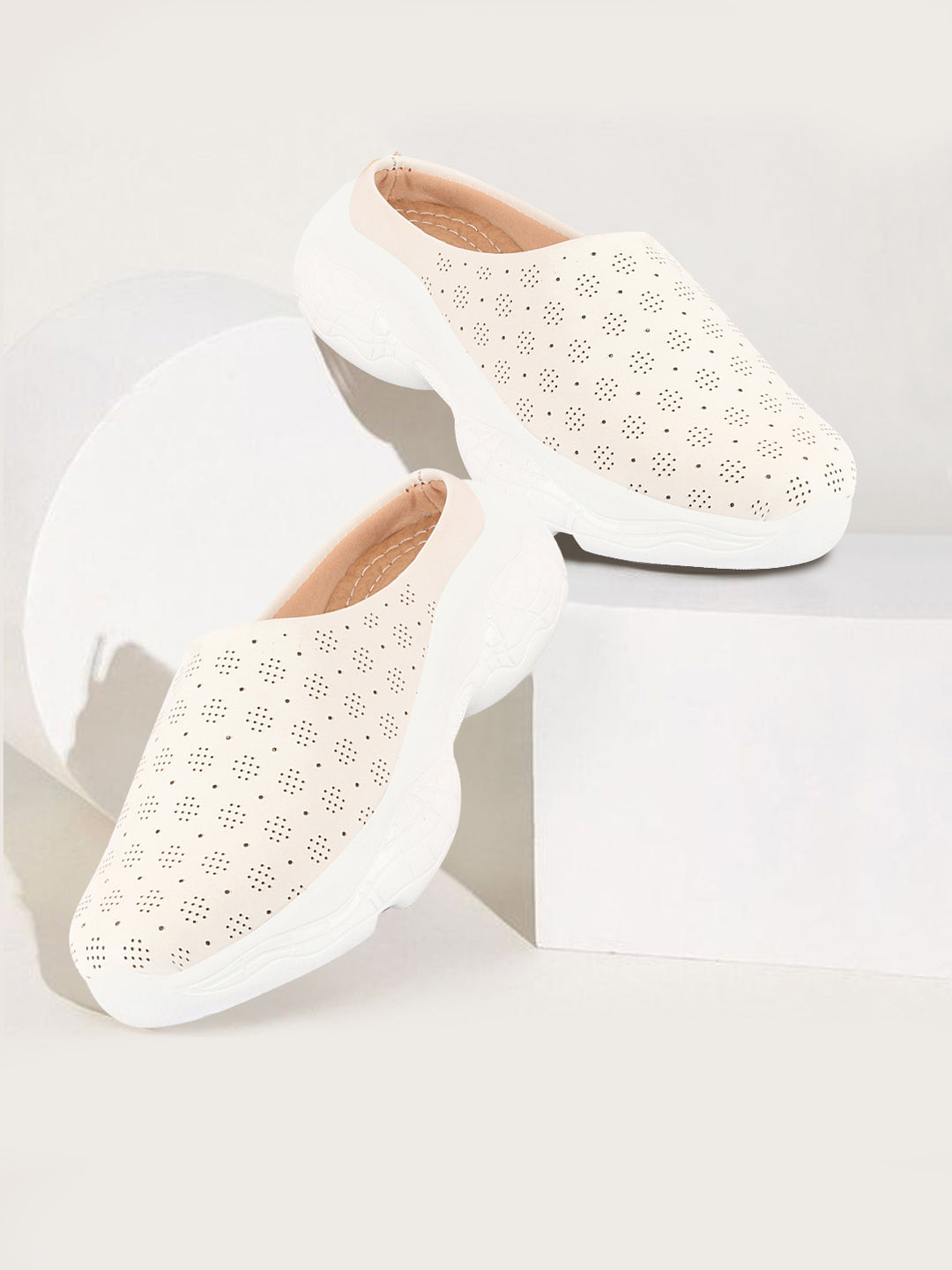 FAUSTO Women Embellished Lightweight Comfort Insole Basic Mule Sneakers