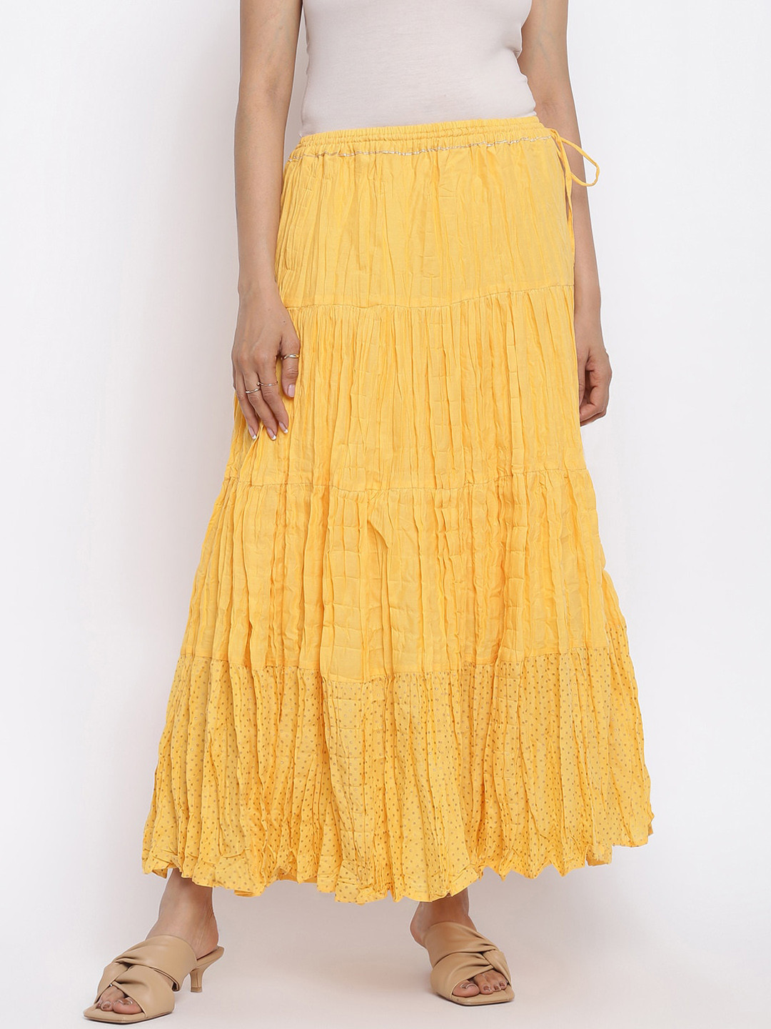 Fabindia Printed Cotton Tiered Long Skirt