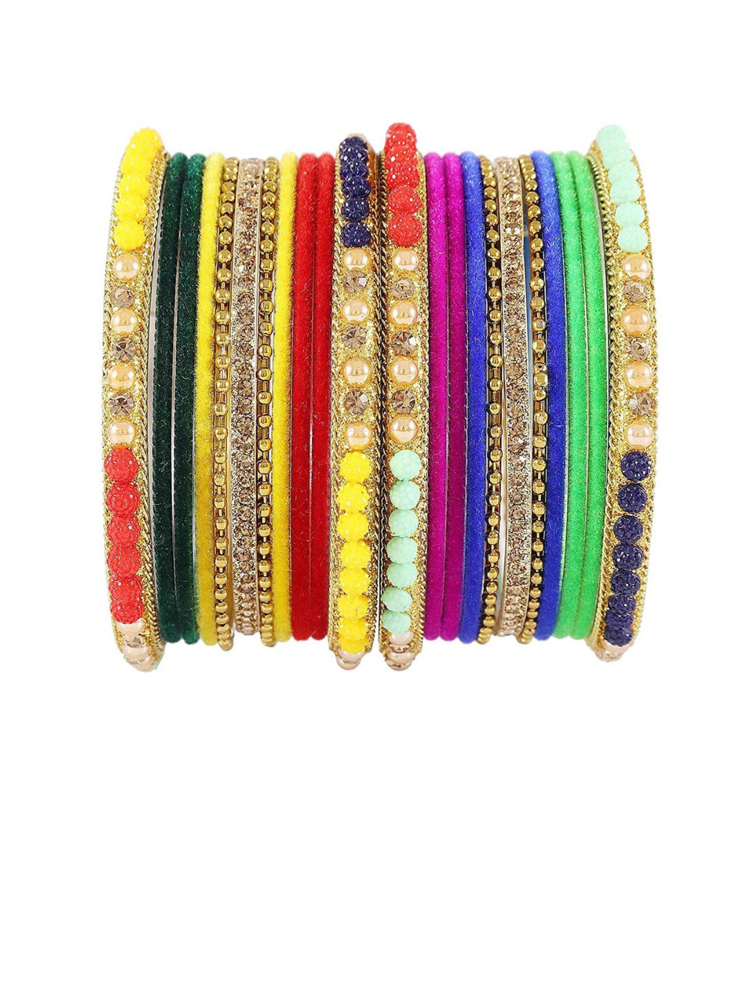 NMII Set Of 22 Beads and Velvet worked with Ball Chain Bangle