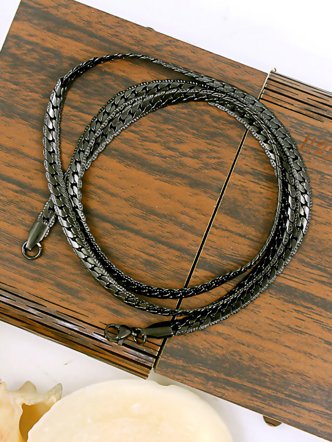 NAKABH Men Rhodium-Plated Stainless Steel Chain Necklace
