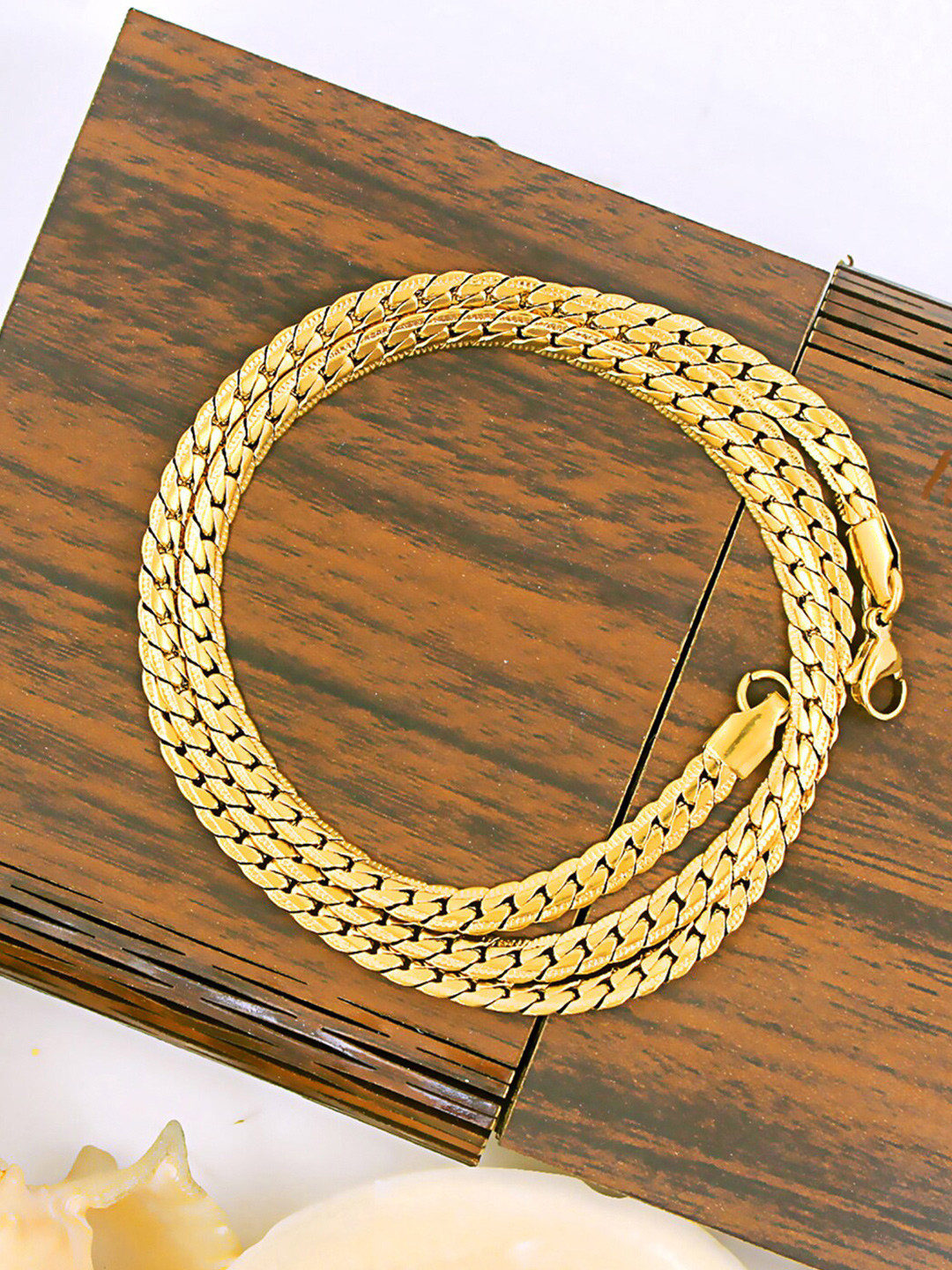 NAKABH Men Gold-Plated Stainless Steel Chain Necklace