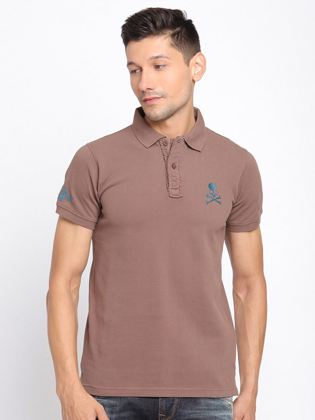 PUNK Polo Collar Short Sleeves Cotton T-shirt