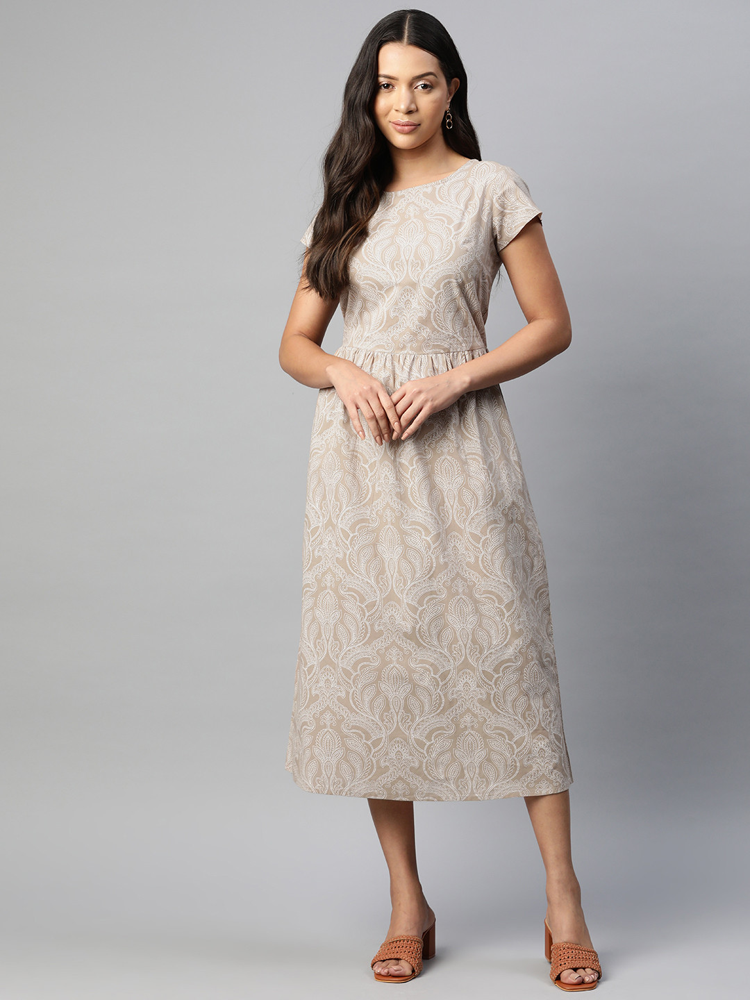Popnetic Floral Printed Cotton A-Line Dress