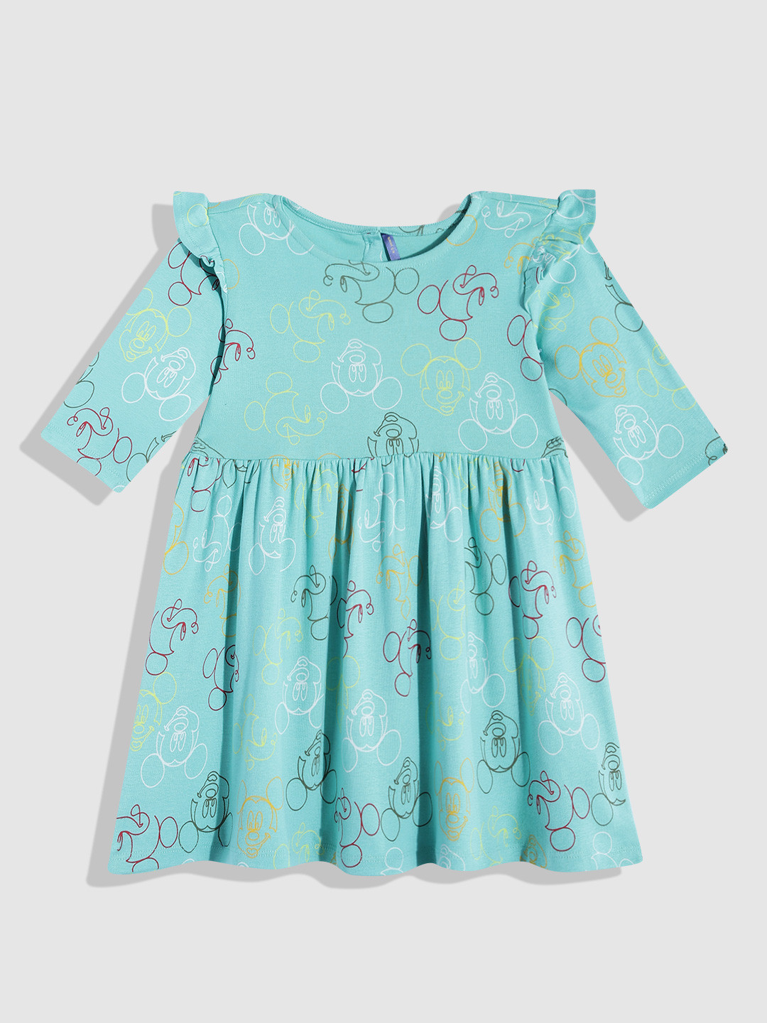 YK Girls Mickey Mouse Printed Fit & Flare Dress