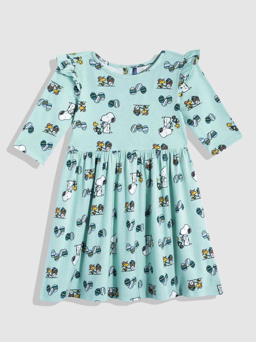 YK Girls Snoopy Printed Fit & Flare Dress