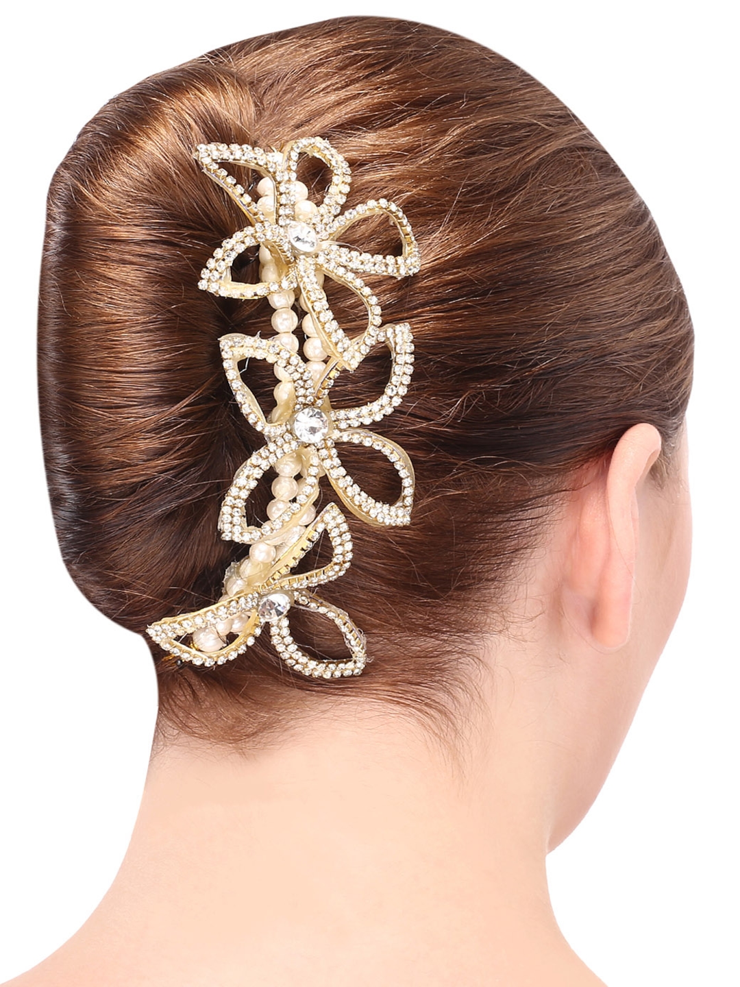 Buy Yosshita & Neha White & Gold Toned Stone Studded Hair Brooch - Hair  Accessory for Women 2213831 | Myntra